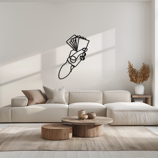 Geometric Hand Holding Cards - Minimalist Metal Wall Art - KAF049 - Tampa Home & Garden Store