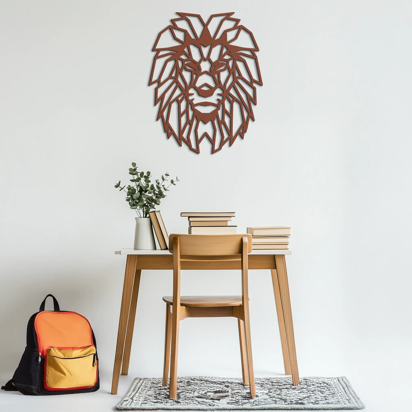 Geometric Lion Metal Wall Art rust finish for home and office on Tampa Home & Garden Store