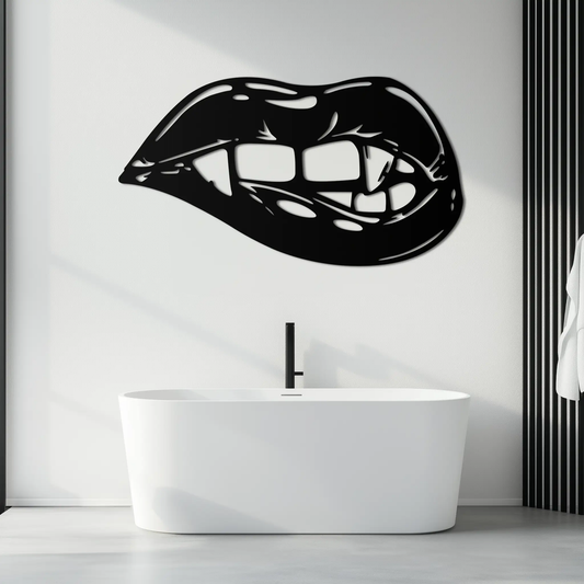 Geometric Lips Metal Wall Art bold black modern wall decor for contemporary spaces on Tampa Home & Garden Store