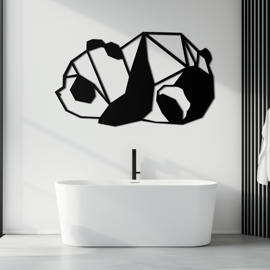 Geometric Sleeping Panda Metal Wall Art - Minimalist & Modern Decor - KAF195 - Tampa Home & Garden Store