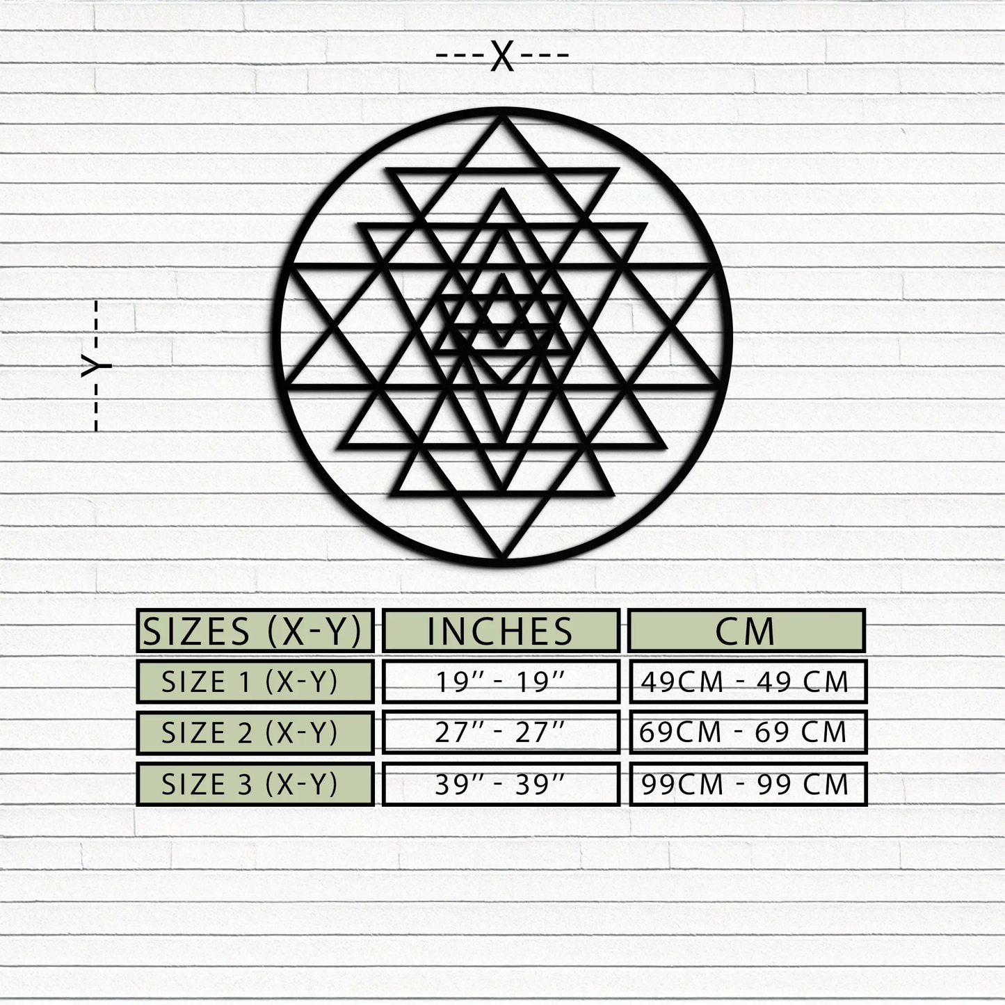 Geometric Sri Yantra metal wall art black steel by Enova Art on Tampa Home & Garden Store