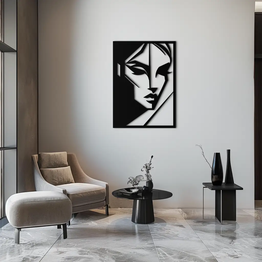 Geometric Woman Silhouette Metal Wall Art – Abstract Female Line Art Decor- KAF386 - Tampa Home & Garden Store
