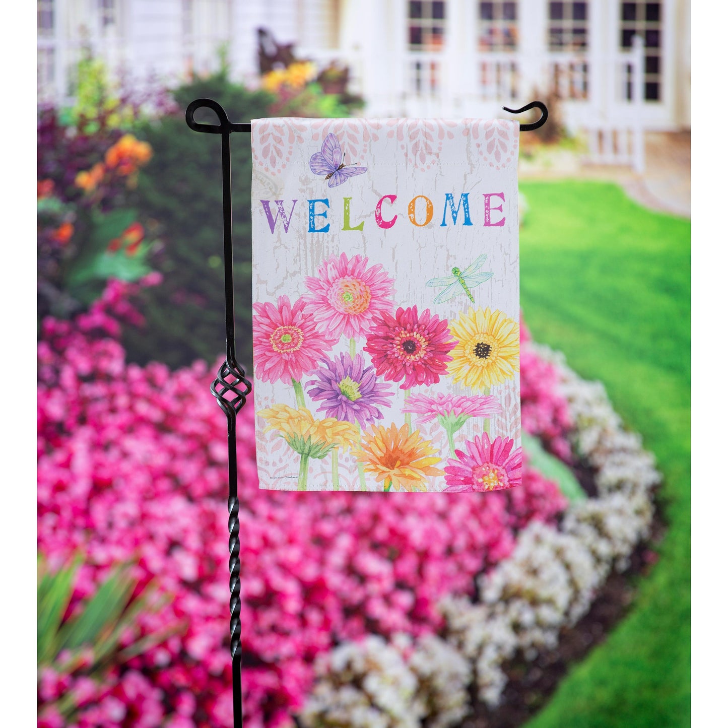 Gerbera Daisy Welcome Garden Suede Flag - Tampa Home & Garden Store