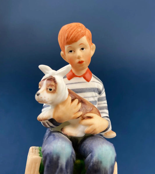 Get Well Soon porcelain figurine boy with sick dog in striped shirt Anything Discovered on Tampa Home & Garden Store