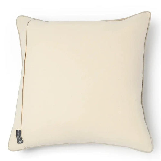 Gina Linen Block Print Throw Pillow Cover in Sand, beige linen with White Cliff Studio tag on Tampa Home & Garden Store