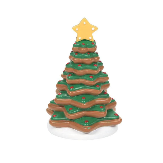 Gingerbread resin Christmas tree ornament with stacked brown layers green and yellow star on Tampa Home & Garden Store