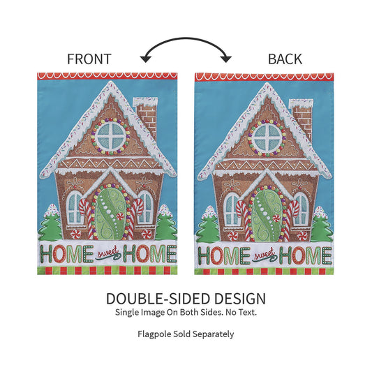 Gingerbread Home Sweet Home Applique Garden Flag - Tampa Home & Garden Store