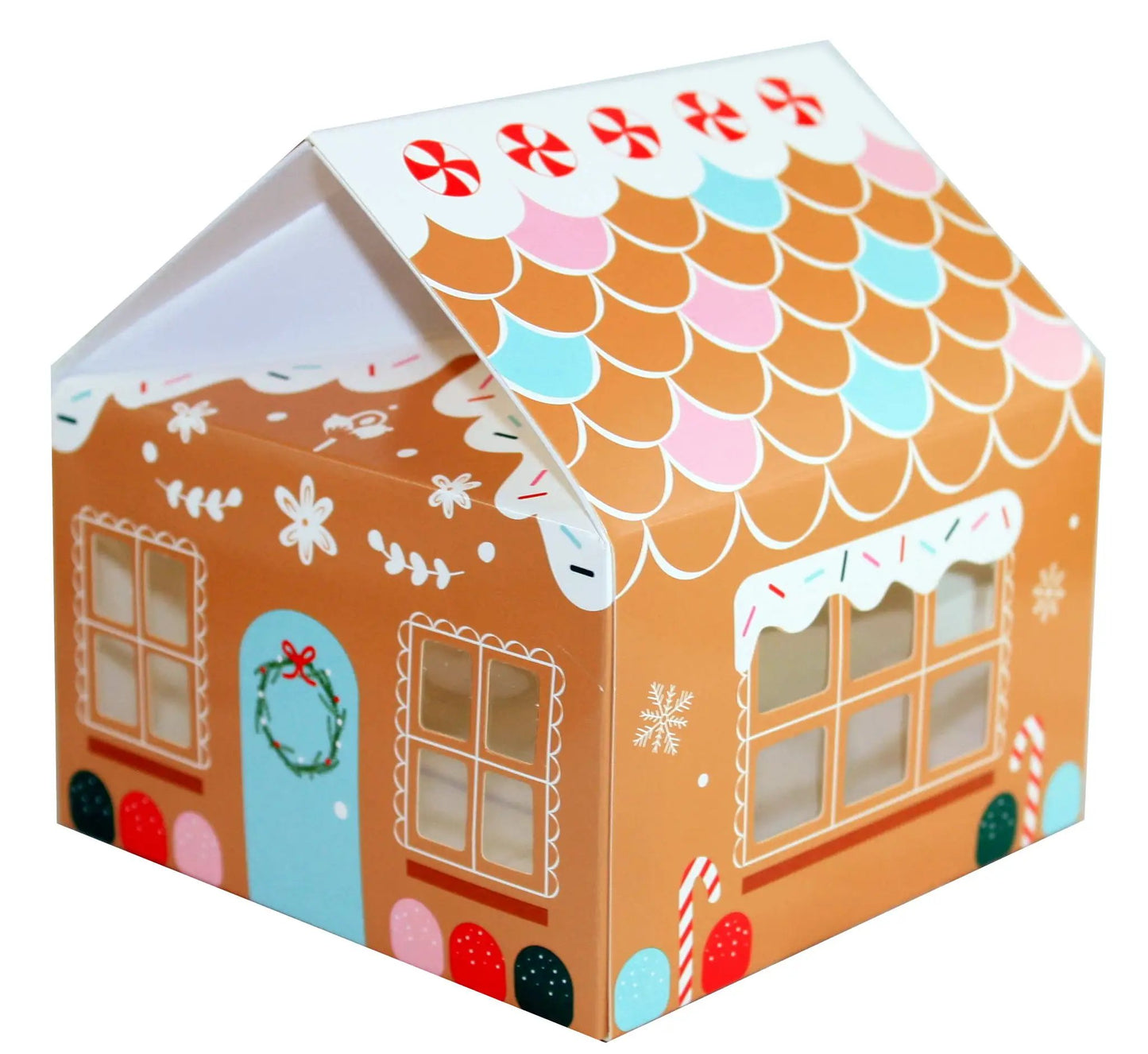 Gingerbread Treat Box Kit with Cookie Cutter gift box in colorful scale-pattern design on Tampa Home & Garden Store