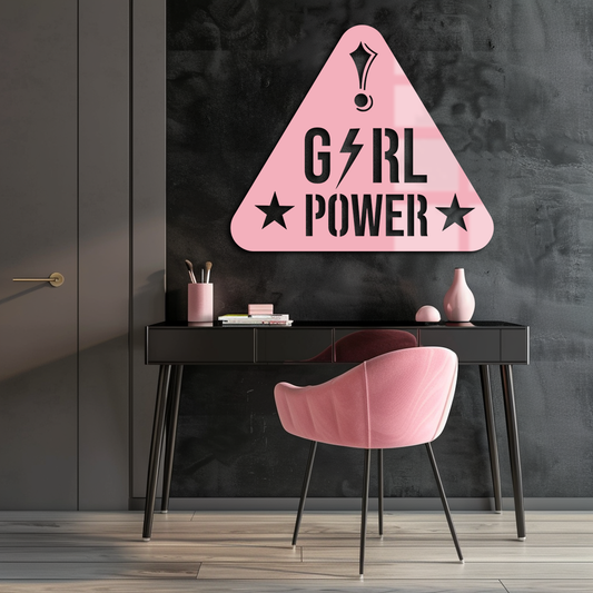 Girl Power Triangle Silhouette Metal Wall Art – Feminist Symbol Design - KAFGP040 - Tampa Home & Garden Store