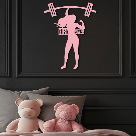 Girl Power Weightlifting Silhouette Metal Wall Art – Strong Woman Design - KAFGP041 - Tampa Home & Garden Store