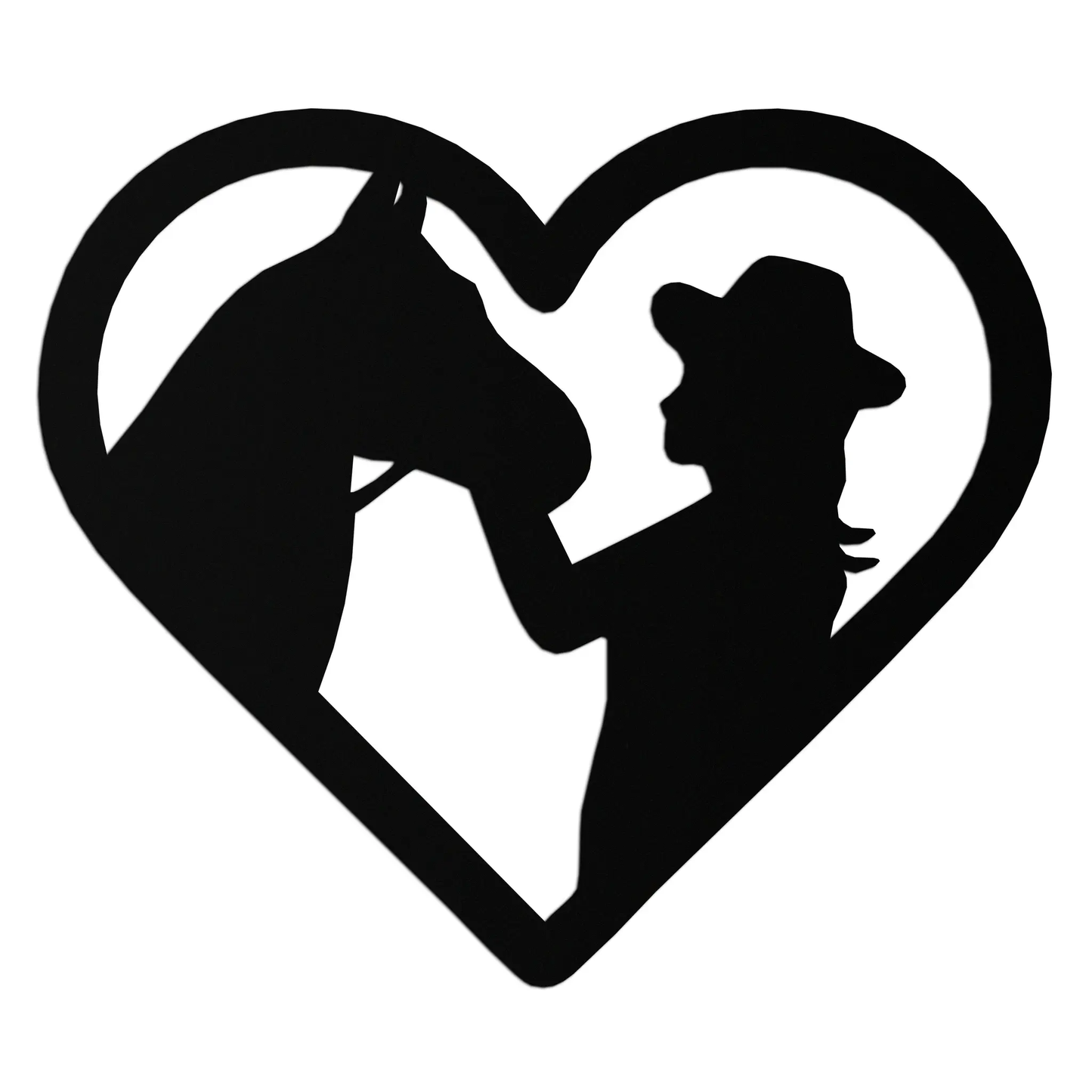 Girl and Horse silhouette heart metal wall art by Enova Art, modern black metal design on Tampa Home & Garden Store