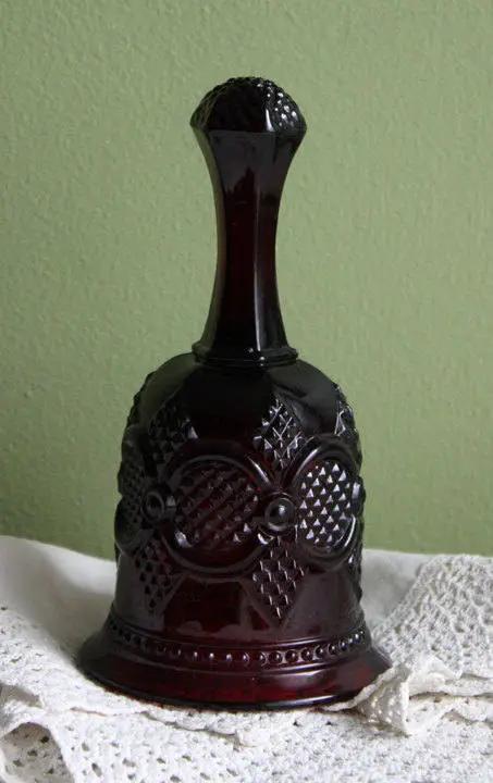 Glass Bell Avon Cape Cod ruby color pressed glass decorative bell on Tampa Home & Garden Store
