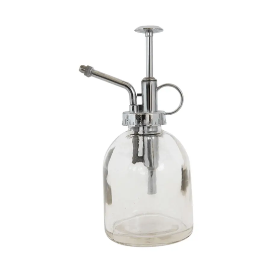 Glass Plant Mister with Silver Pump, clear glass bottle, White Cliff Studio on Tampa Home & Garden Store