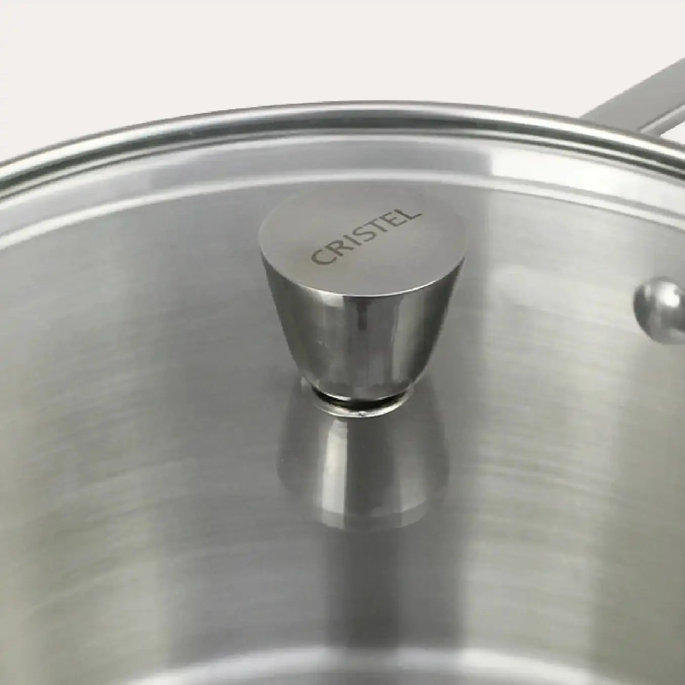 Rounded Glass Lid with Stainless Steel Trim by CRISTEL USA for pots and pans on Tampa Home & Garden Store