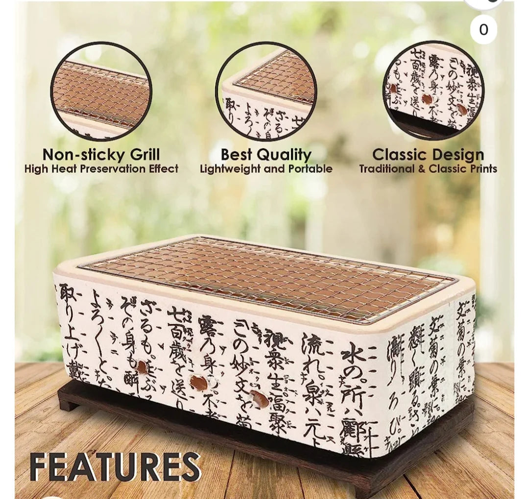 Global Kut Stainless Steel Yakitori Grill – Portable Tabletop Charcoal Grill for Authentic Japanese BBQ - Tampa Home & Garden Store