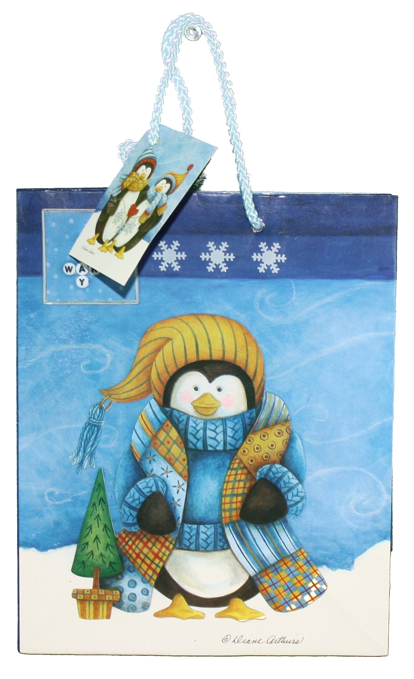 Gloss Finish Deluxe Gift Bag - Frosty Friends - Medium (12.5 x 10.5 x 4) - Tampa Home & Garden Store