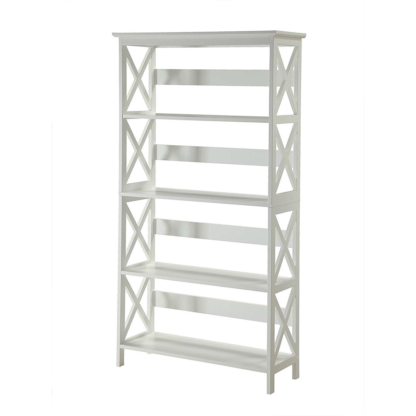Glossy White 5-Shelf Bookcase - Tampa Home & Garden Store