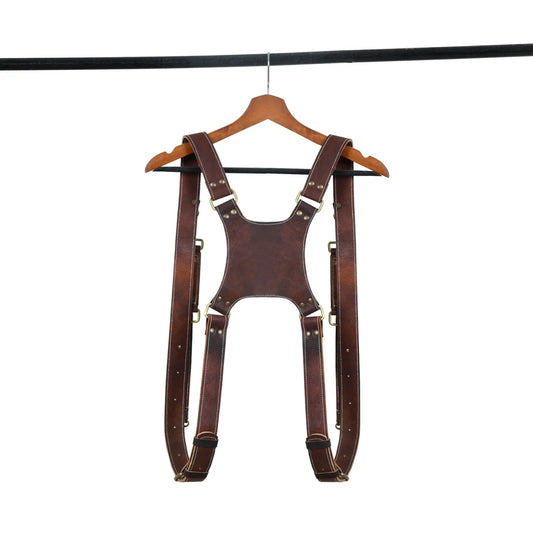 Goat Leather Dual Camera Harness for Two Cameras brown leather Classy Leather Bags on Tampa Home & Garden Store