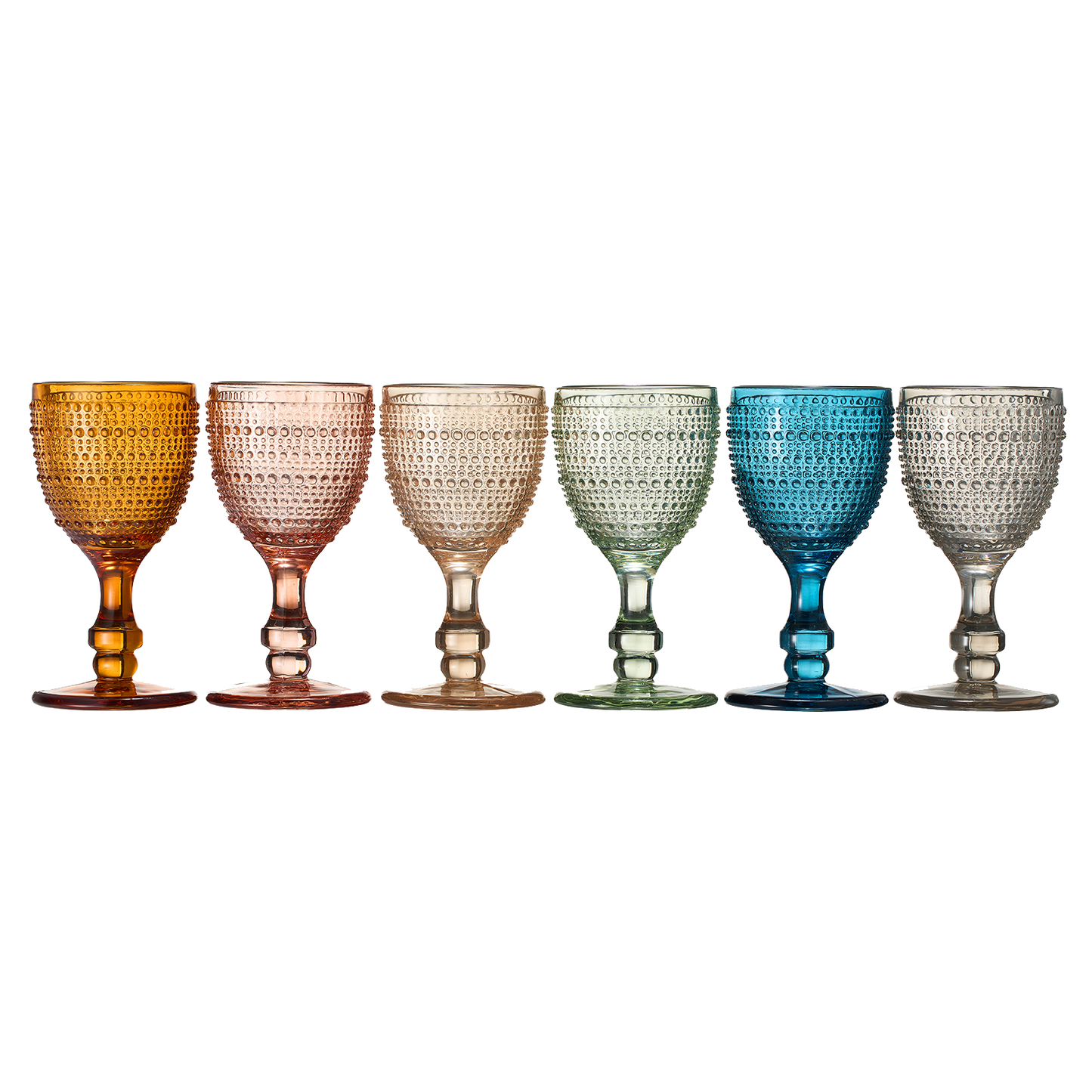 Tonal Hobnail Goblet Stemmed Wine Glass Set of 6