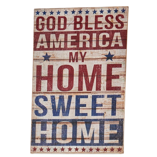 God Bless America Distressed Wooden Sign - Tampa Home & Garden Store