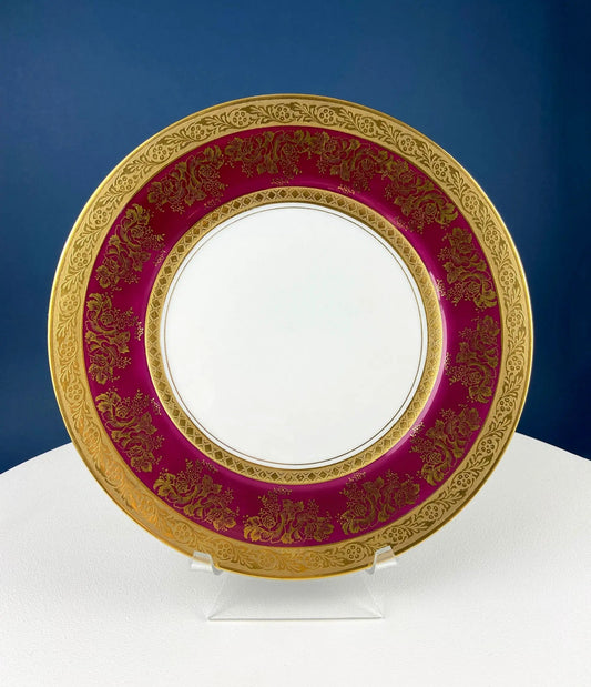 Plate with gold floral border and magenta rim on Tampa Home & Garden Store