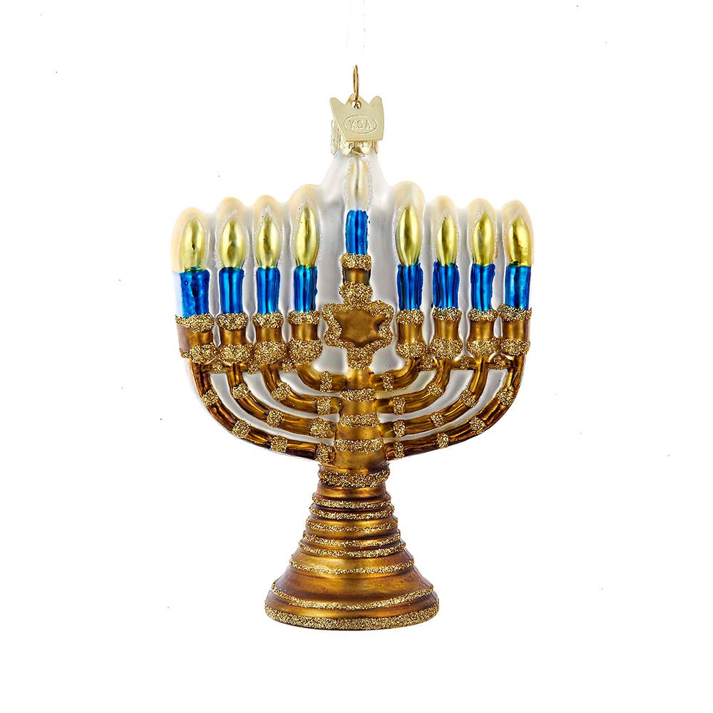 Gold Glass Menorah Ornament - Tampa Home & Garden Store