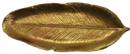 Golden Feather Plate decorative ceramic dish with metallic gold finish by The Country Christmas Loft on Tampa Home & Garden Store