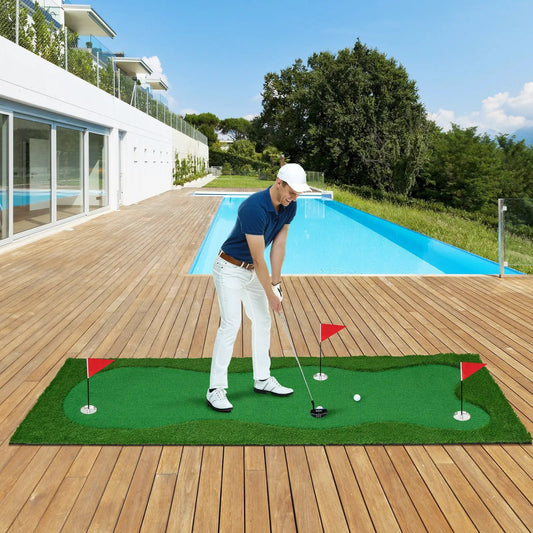 Golf Putting Green With Realistic Artificial Grass outdoor putting mat on wooden deck on Tampa Home & Garden Store