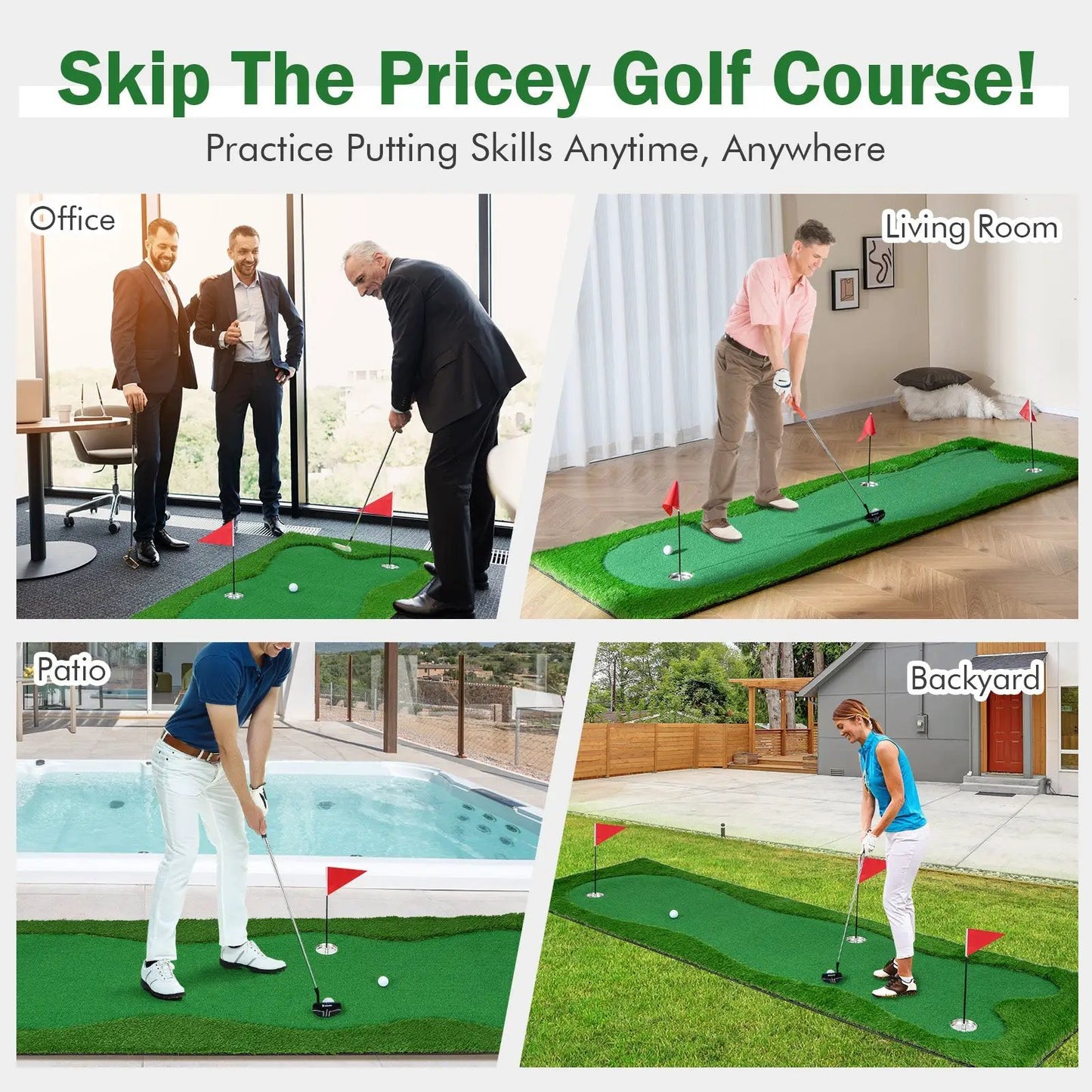 DirectDeals Golf Putting Green with green artificial grass indoor/outdoor putting mat on Tampa Home & Garden Store