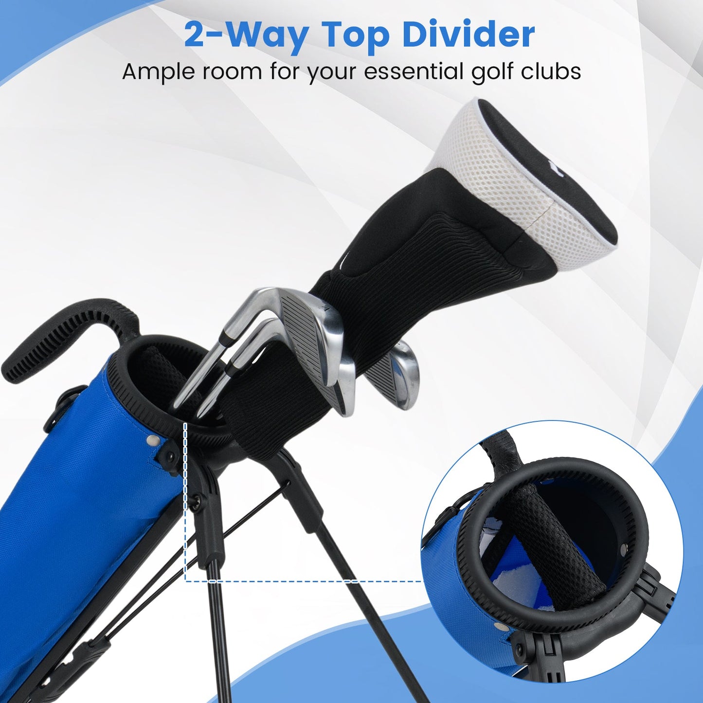 Golf stand bag DirectDeals lightweight blue with dual top divider and fold-out legs on Tampa Home & Garden Store