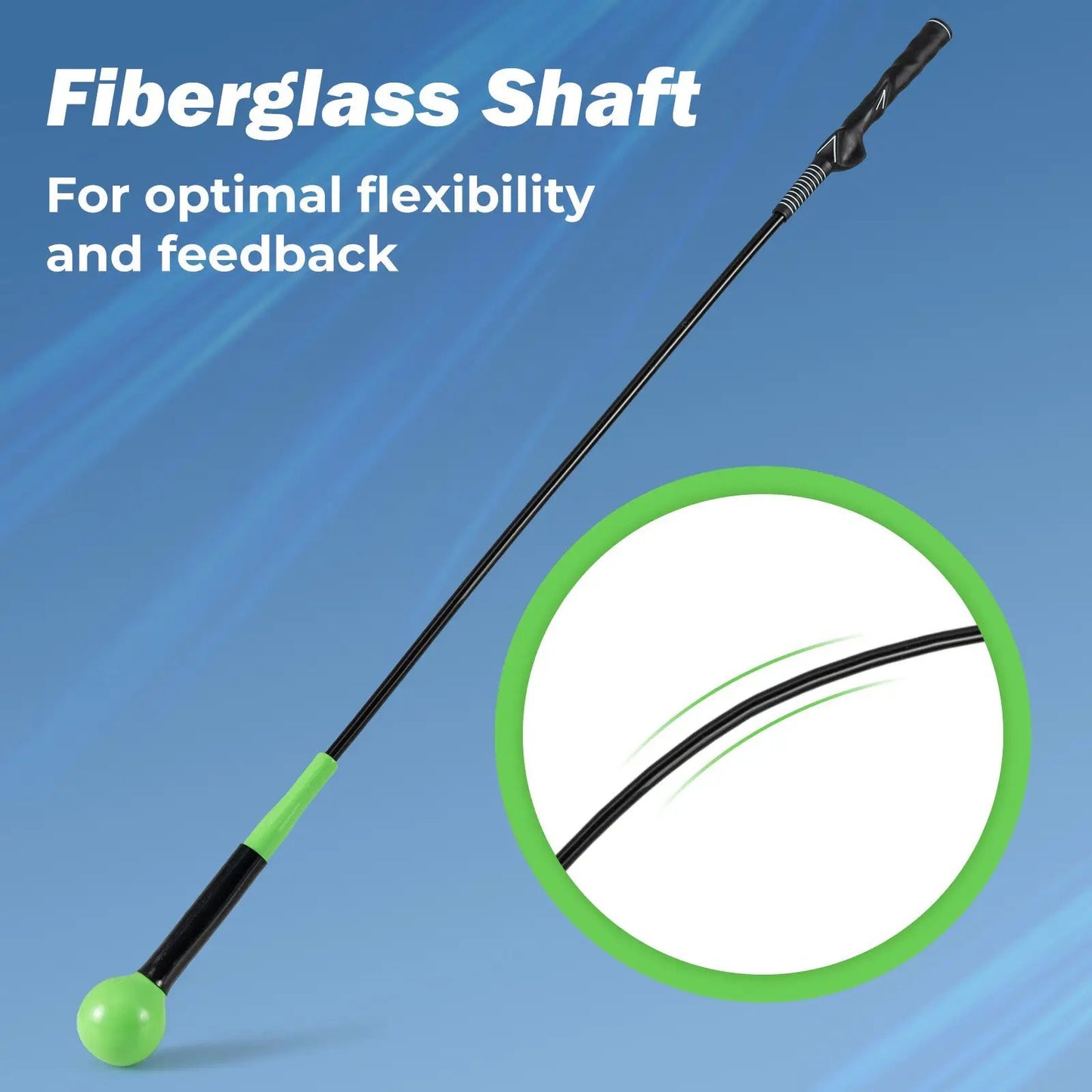 Golf swing trainer with fiberglass shaft and weighted head, black with lime green accents DirectDeals on Tampa Home & Garden Store