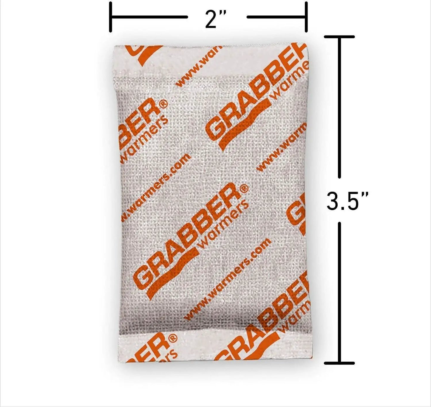 Grabber hand warmer sachet in white with orange GRABBER logos, 1 pc on Tampa Home & Garden Store