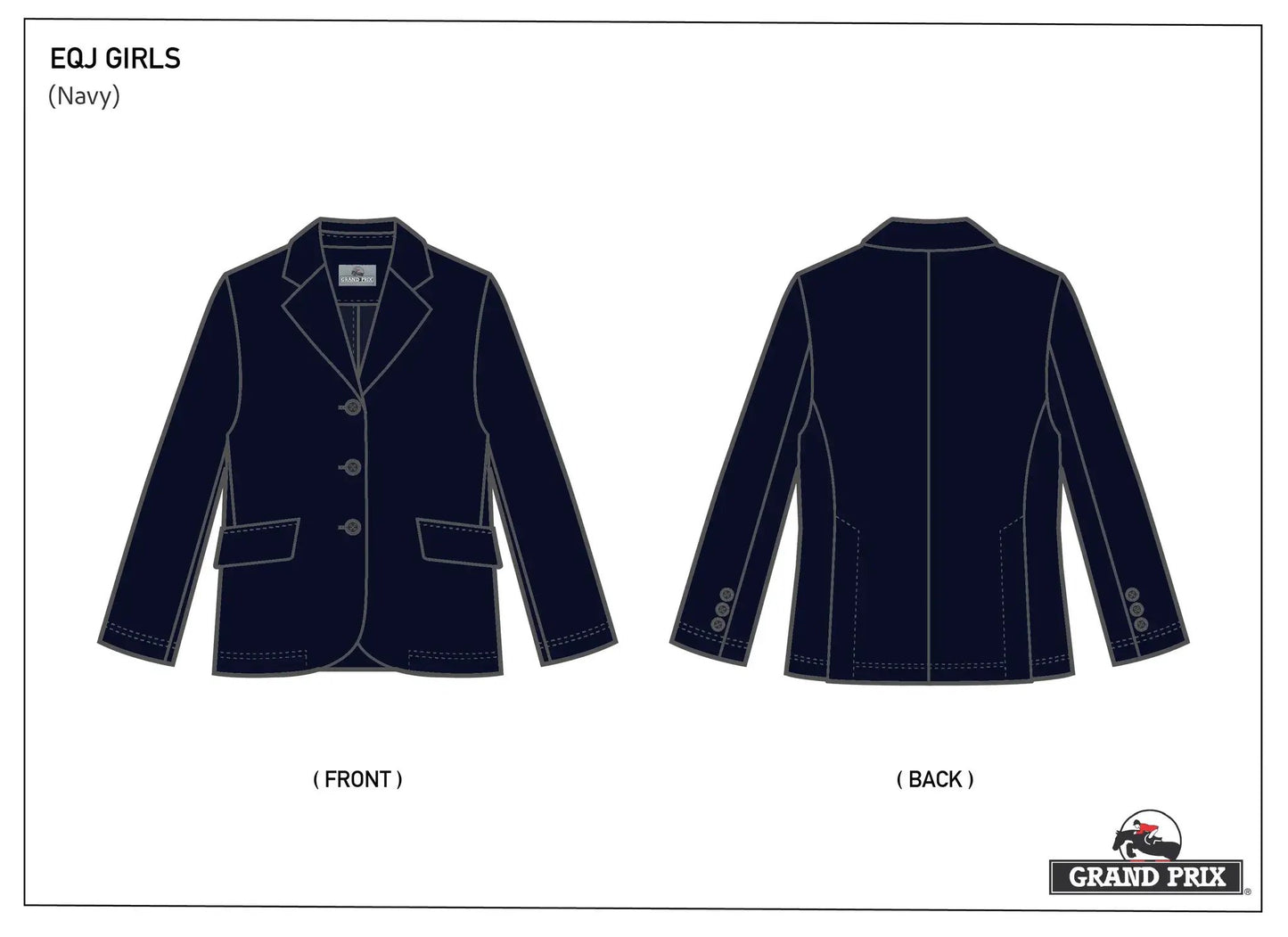 Grand Prix Girl's EQJ 3 Button Show Jacket, Navy - Tampa Home & Garden Store
