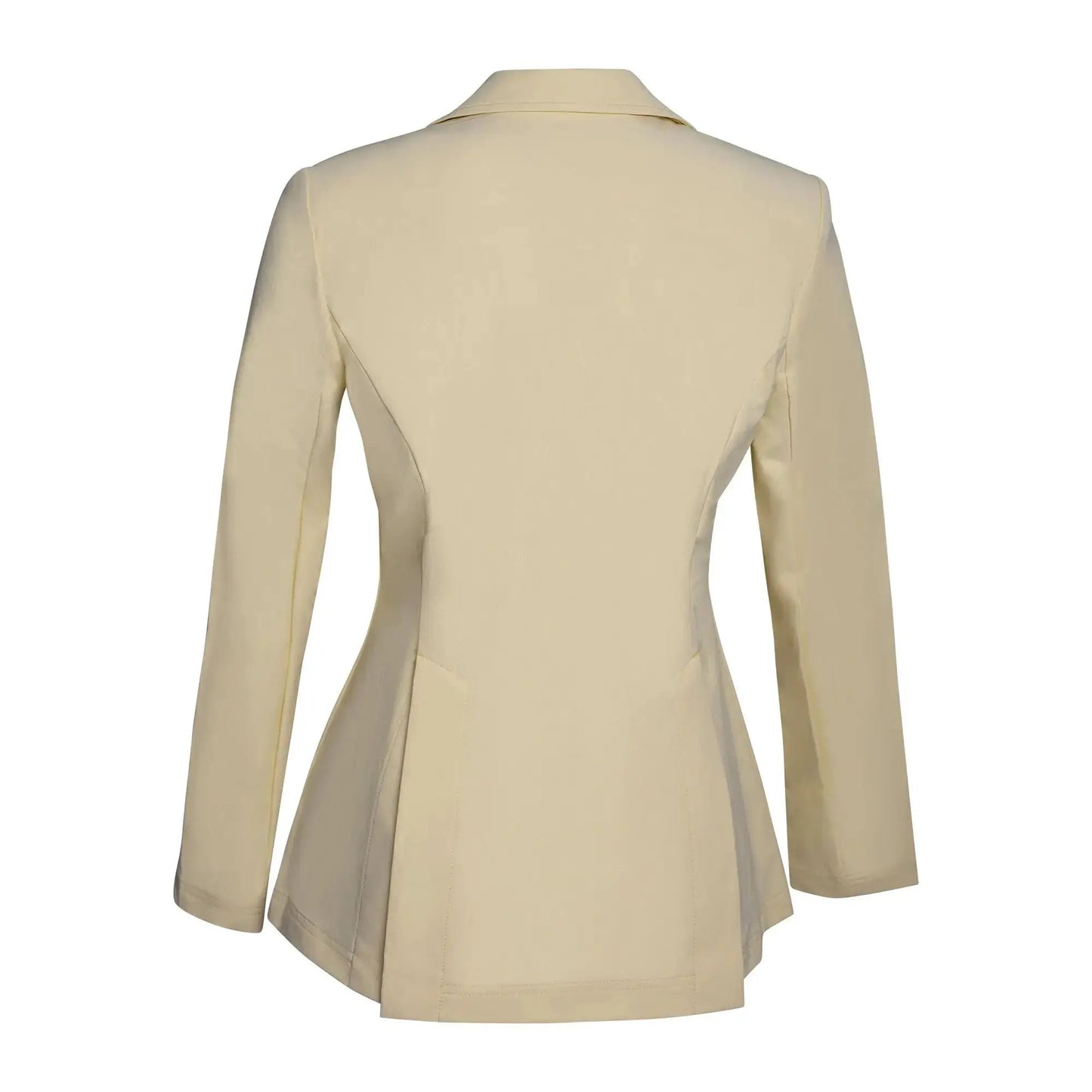 Grand Prix Quinn show jacket back view in butter, Huntley Equestrian, tailored seams on Tampa Home & Garden Store