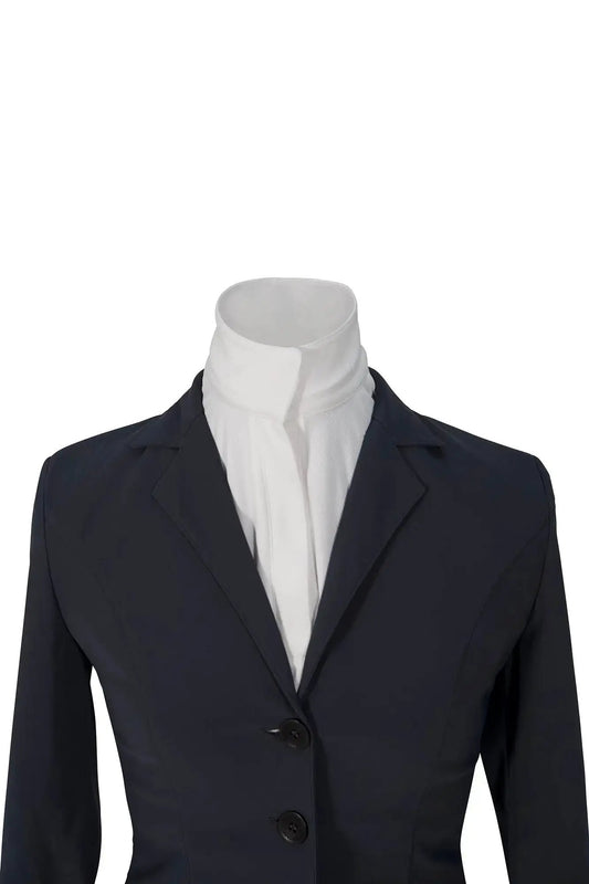 Grand Prix Saltare Dolce 4-button riding jacket in navy on a mannequin with white shirt on Tampa Home & Garden Store