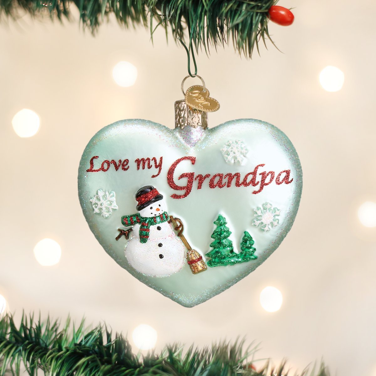 Grandpa Heart Glass Ornament - Tampa Home & Garden Store