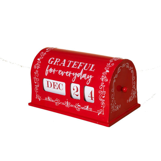 Grateful for Everyday Perpetual Calendar red metal desk calendar by Country Christmas Loft on Tampa Home & Garden Store