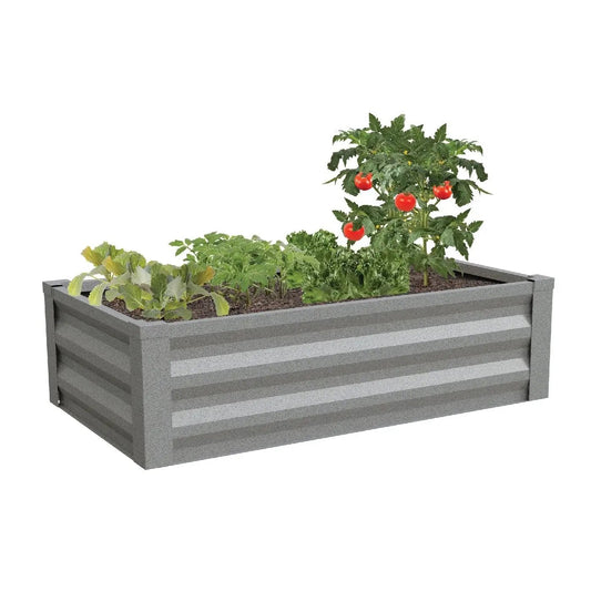 Gray Powder Coated Metal Raised Garden Bed Planter Made In USA - Tampa Home & Garden Store