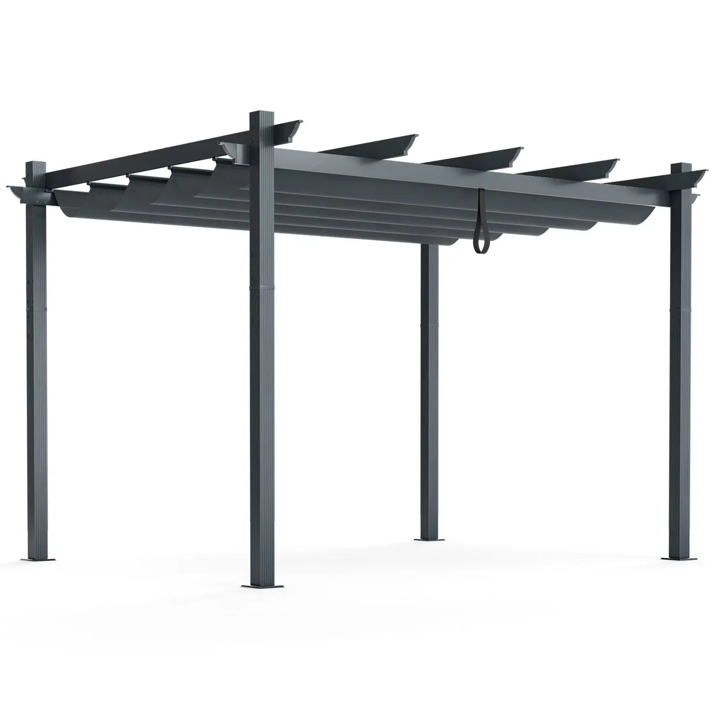 DirectDeals 10x12 ft outdoor aluminum retractable pergola with dark gray frame on Tampa Home & Garden Store