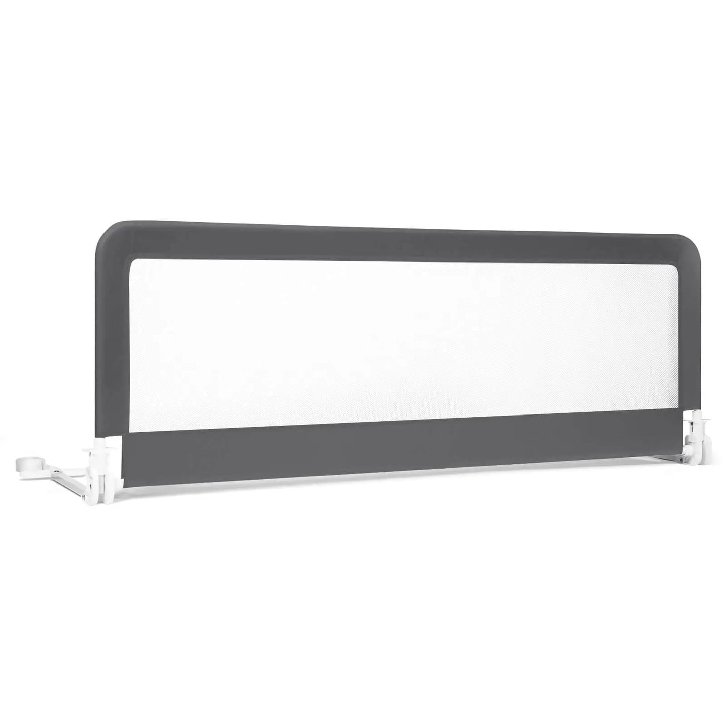 59 Inch Folding Baby Bed Rail Guard with Strap, gray frame and white mesh panel DirectDeals on Tampa Home & Garden Store