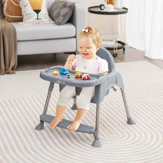 4-in-1 Convertible Baby High Chair With Tray gray plastic Baby Joy toys on Tampa Home & Garden Store