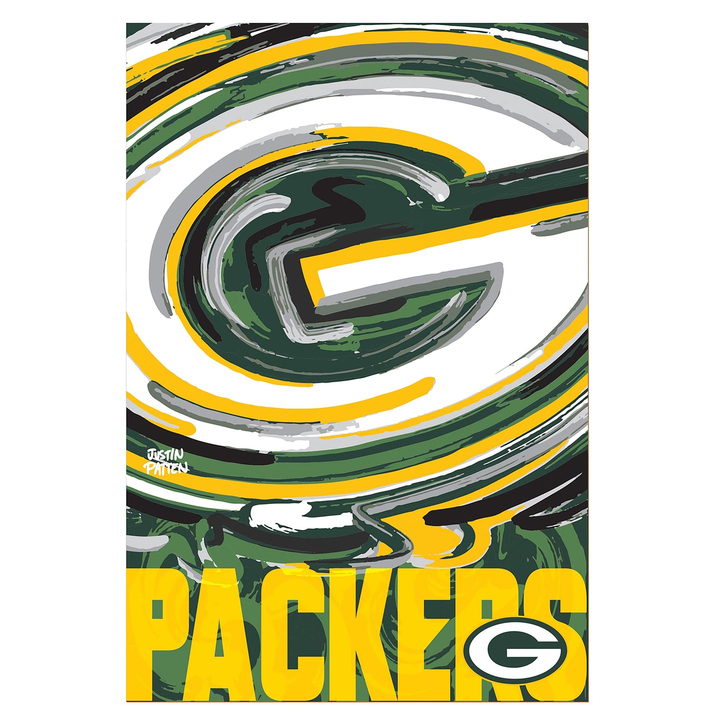 Green Bay Packers Justin Patten Logo Suede Garden Flag - Tampa Home & Garden Store