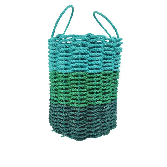 Lobster rope basket handmade by Little Salty Rope in green ombre on Tampa Home & Garden Store