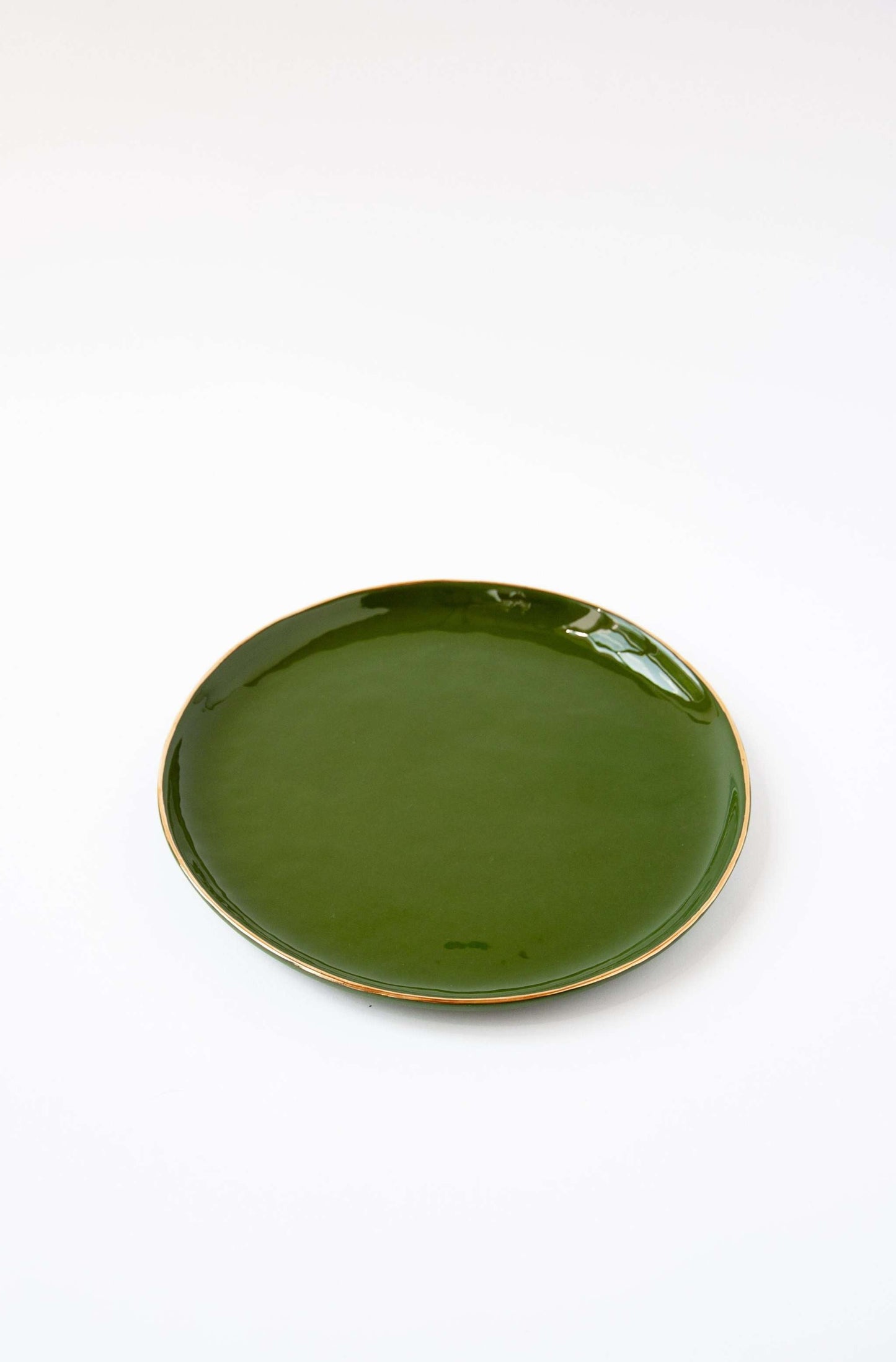 Handmade Green Porcelain Dinner Plates With Gold