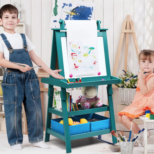3-in-1 double-sided art easel with storage teal green by DirectDeals on Tampa Home & Garden Store