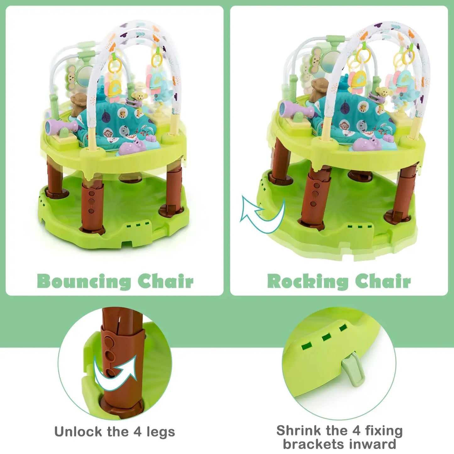 3-in-1 DirectDeals baby activity center for 0–24 months with teal seat and lime base on Tampa Home & Garden Store