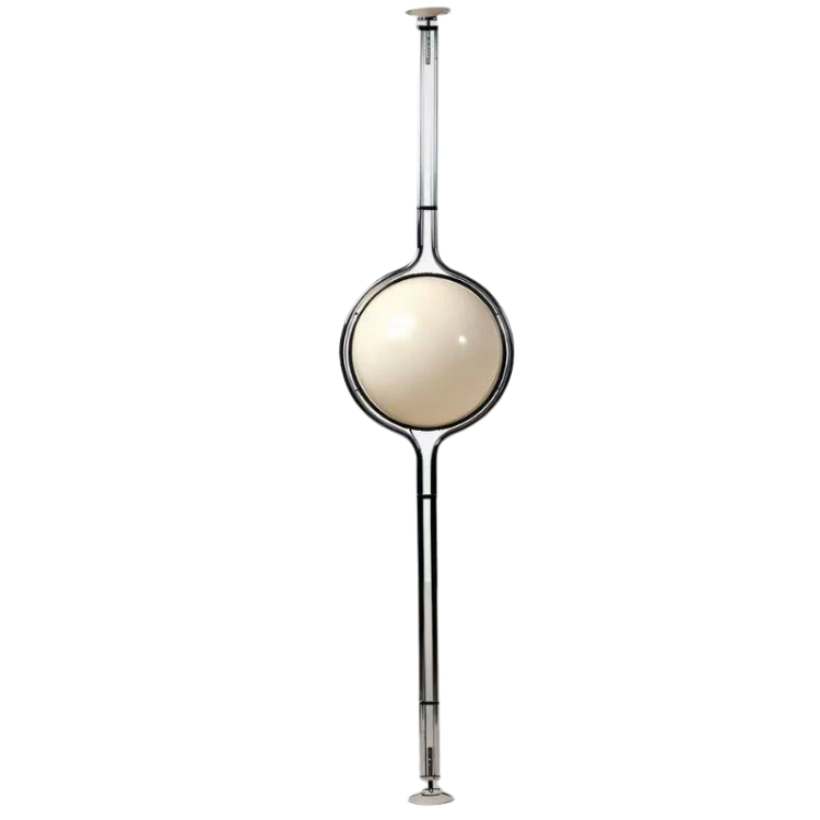 Modern globe floor lamp with chrome frame and cream glass globe, floor standing on Tampa Home & Garden Store