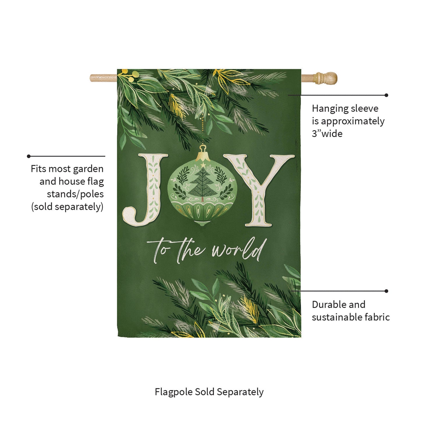 Greenery Joy To The World Suede House Flag - Tampa Home & Garden Store