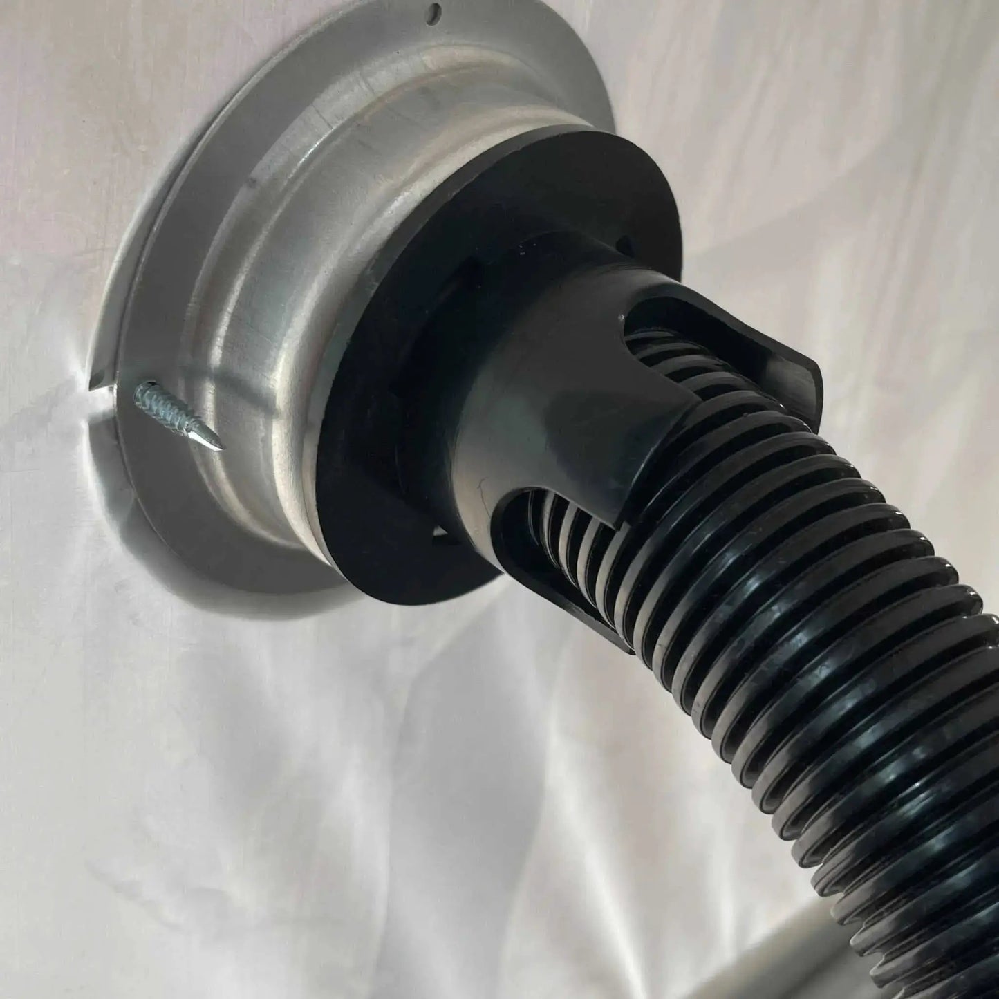 Greenhouse air inflation kit component by Bootstrap Farmer with metal flange and black duct on Tampa Home & Garden Store