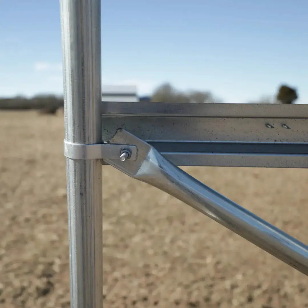 Greenhouse corner brace kit for hoop house with galvanized steel bracket and diagonal brace on Tampa Home & Garden Store